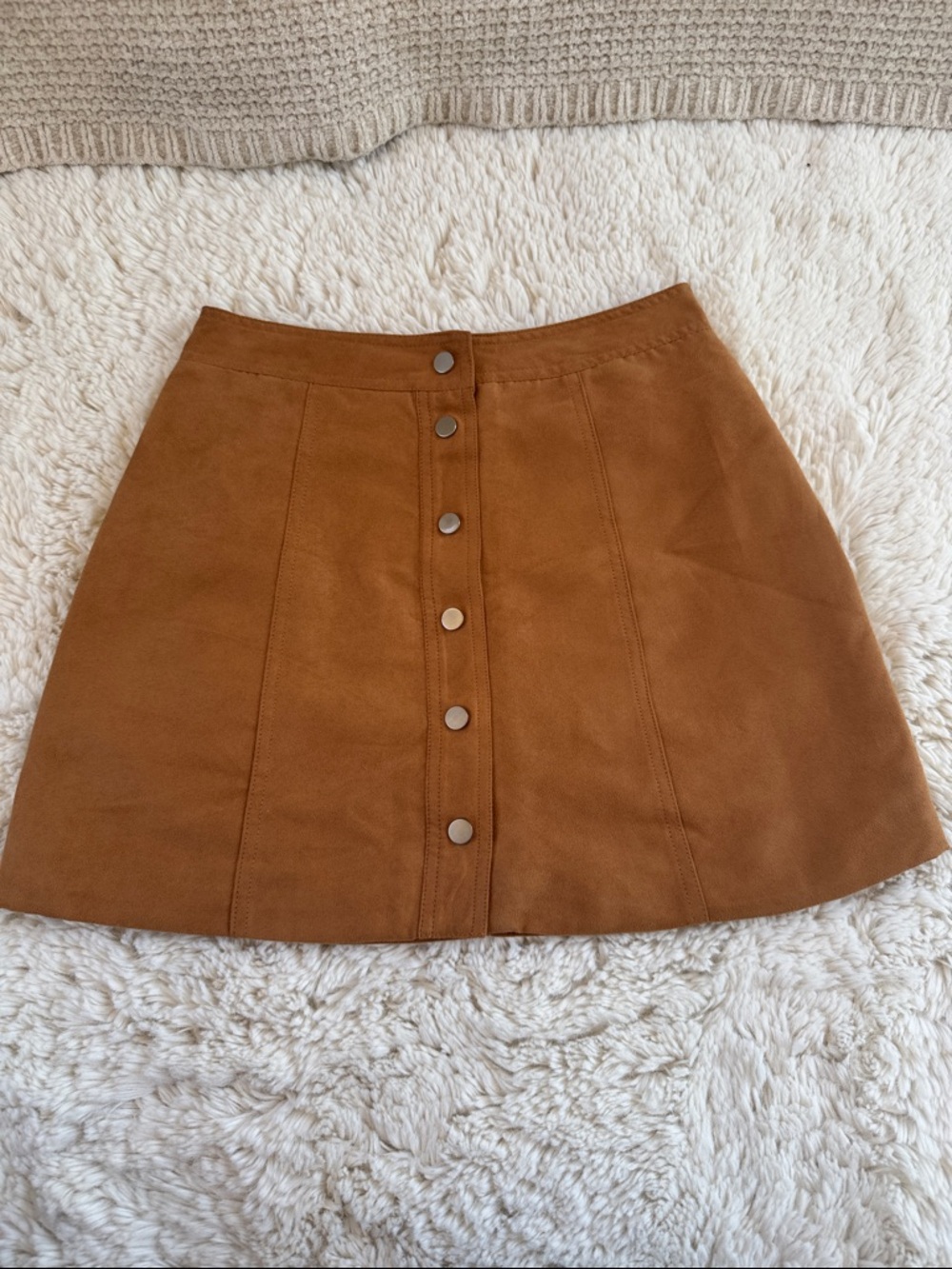 Divided Rust Brown Button-Front A-Line Mini Skirt